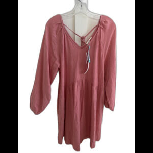 NWT Nine Britton Alaska Tie Back Peach pink Balloon Sleeve Linen Blend Dress S